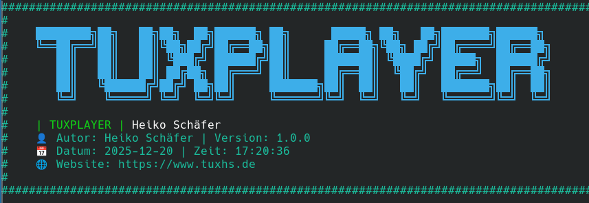 TUXPLAYER Banner im Terminal