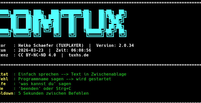 COMTUX v2.0.30 – Offline-Sprachsteuerung für Linux-Systeme